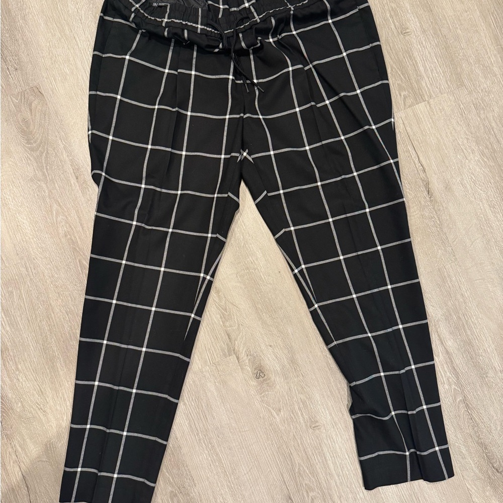 INC International Concepts Black and White Checkered Trousers